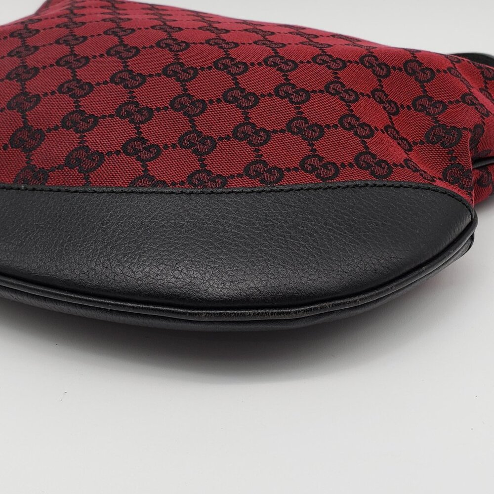 Authentic Gucci GG Canvas Crossbody Red/Black Monogram Leather Trim Shoulder Bag - Picture 12 of 16